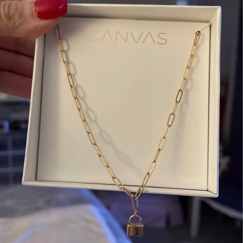 Canvas Style "Gold" Trendy Locket Necklace